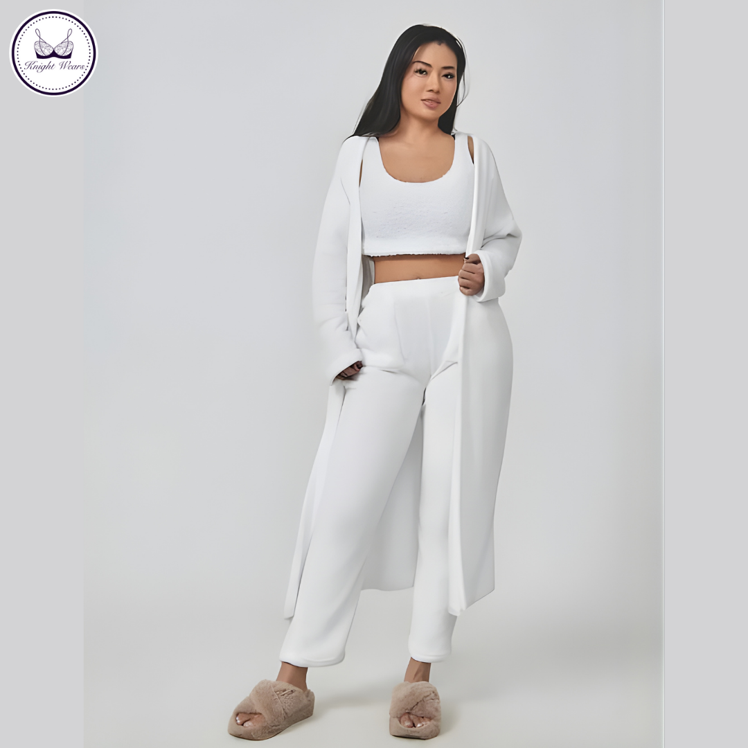 Cozy Winter Lounge Set – Top, Pants & Cardigan