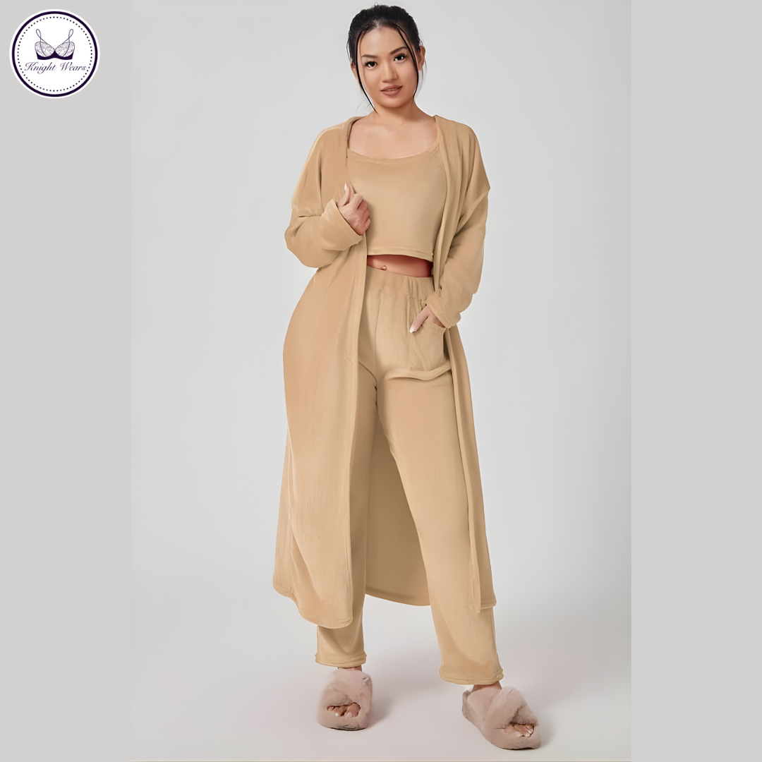 Cozy Winter Lounge Set – Top, Pants & Cardigan