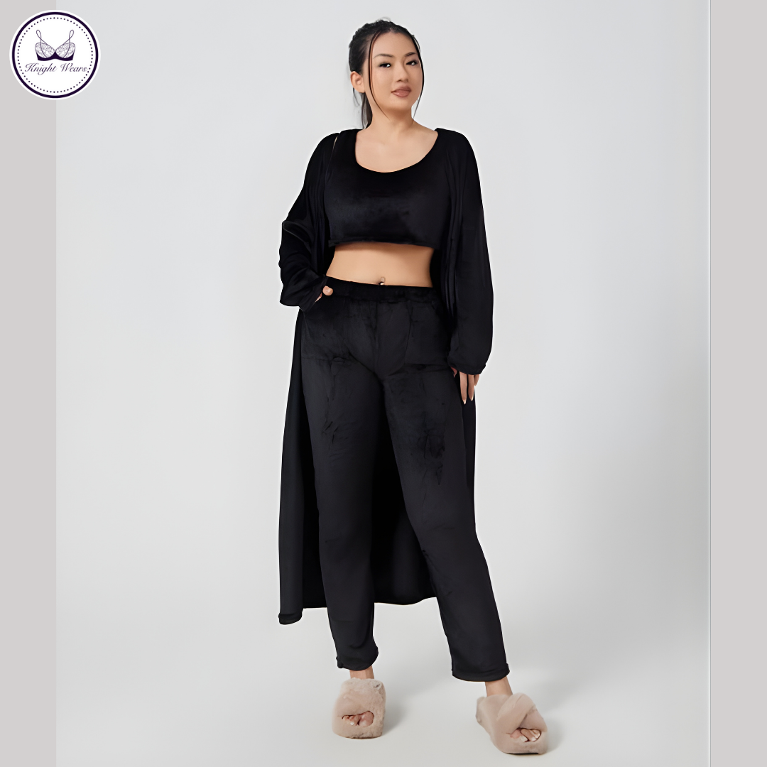 Cozy Winter Lounge Set – Top, Pants & Cardigan